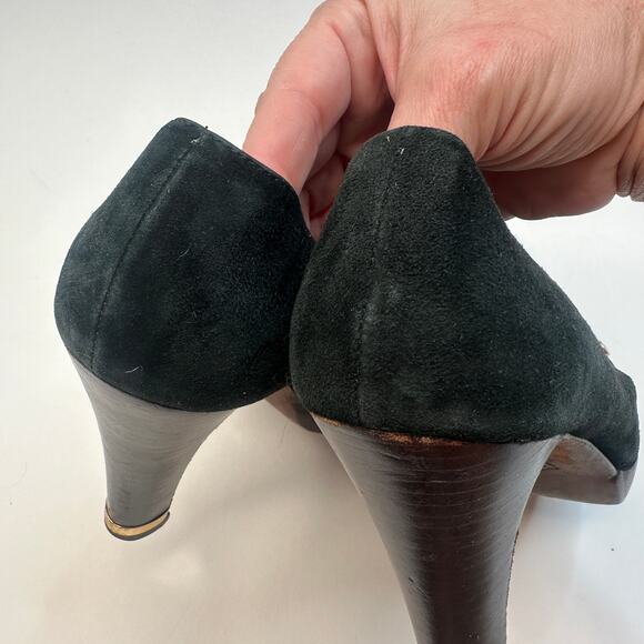 Tory Burch Black Leather Cap Toe Studded Platform Pumps - Picture 9 of 9